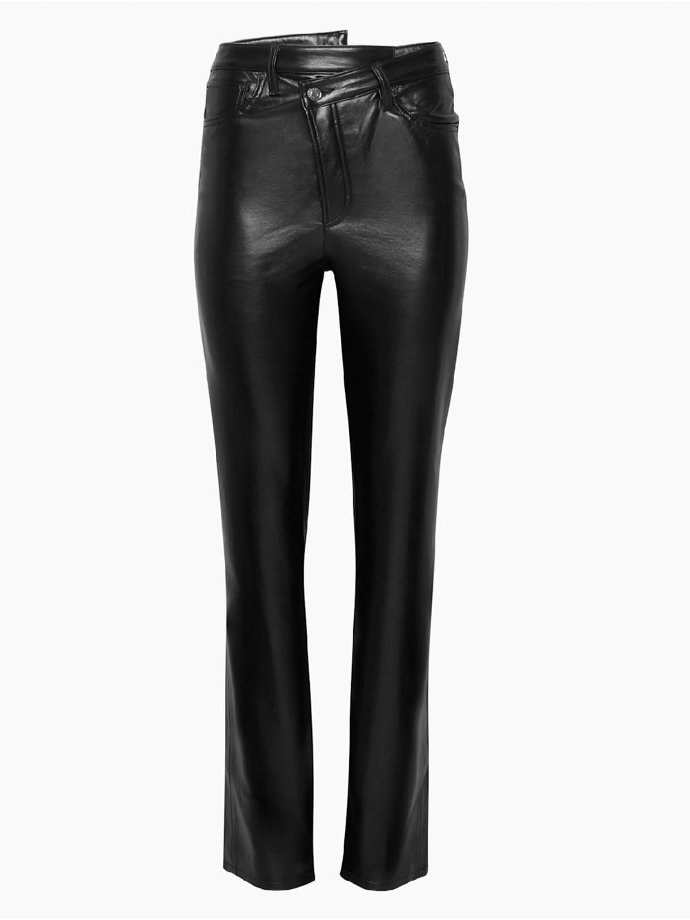 Agolde Black Faux Leather Straight-Leg Pants